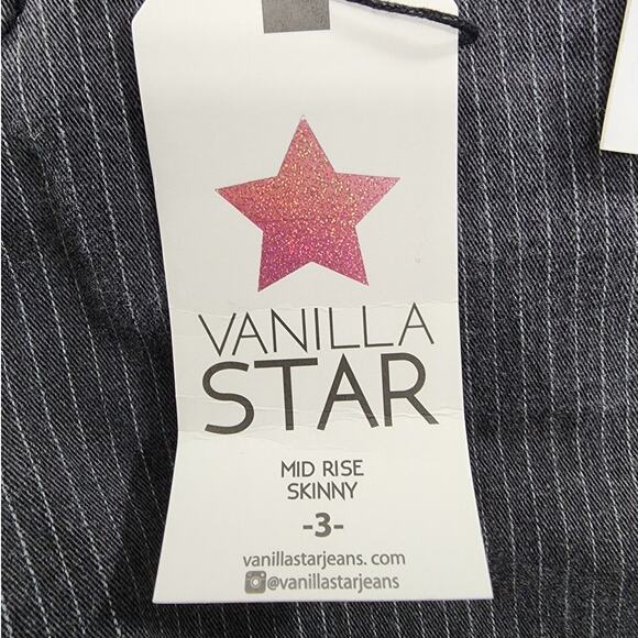 NEW Vanilla Star Jeans Womens 3 Juniors Gray Pin Striped Mid Rise Skinny Ankle - Picture 6 of 16